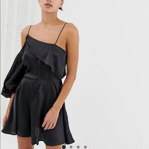 Black asos silk satin dress size L